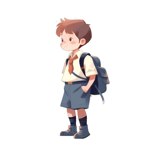 可爱校服男孩插画素材