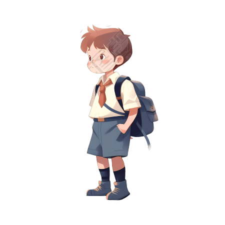 可爱校服男孩插画素材