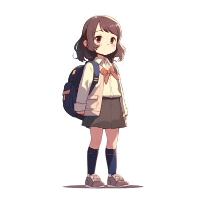 校服萌妹插画素材