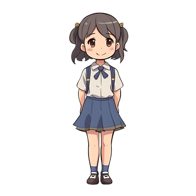 宫崎骏风格校服小女孩插画