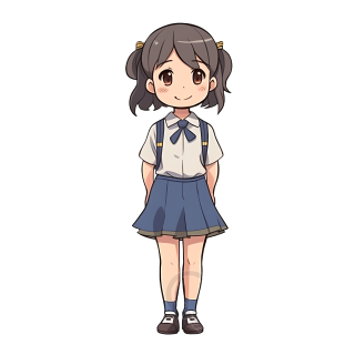 宫崎骏风格校服小女孩插画