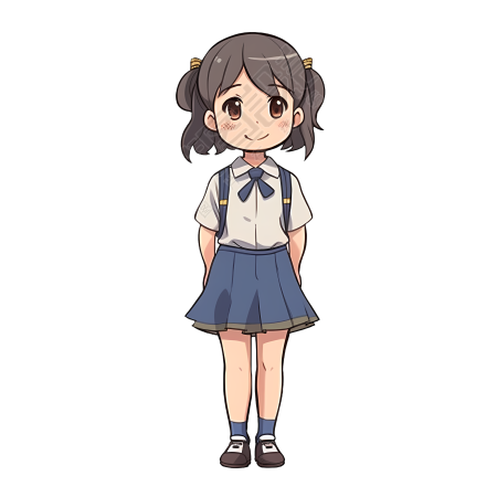 宫崎骏风格校服小女孩插画
