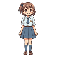 宫崎骏风格校服短裙小女孩插画设计