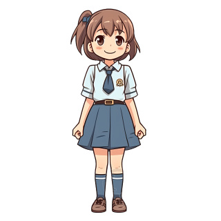 宫崎骏风格校服短裙小女孩插画设计