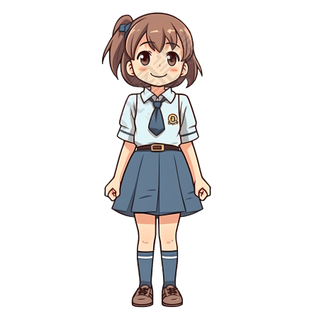 宫崎骏风格校服短裙小女孩插画设计