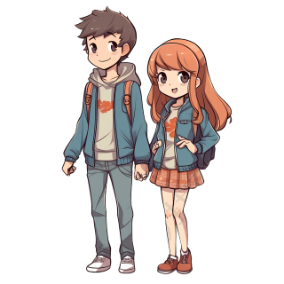 轻松情侣动漫插画素材