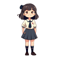宫崎骏风格插画向学校小女孩