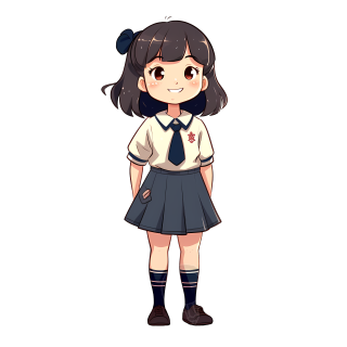 宫崎骏风格插画向学校小女孩
