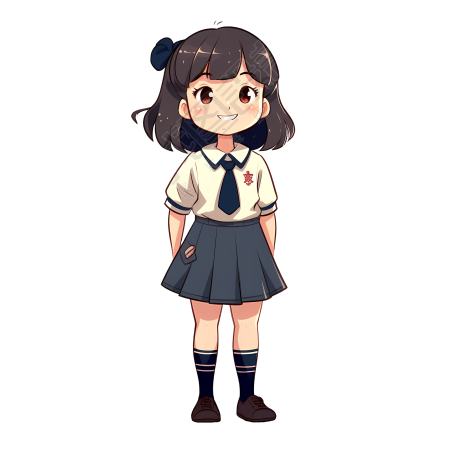 宫崎骏风格插画向学校小女孩