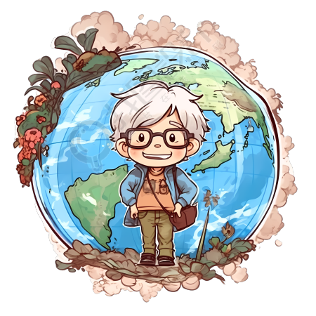 宫崎骏风格卡通地球插画设计