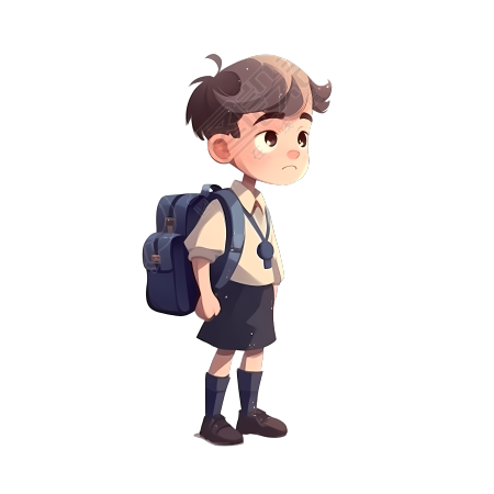 可爱校服男孩插画设计素材