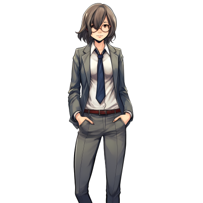 白底海盗女性职业装插画设计元素PNG素材
