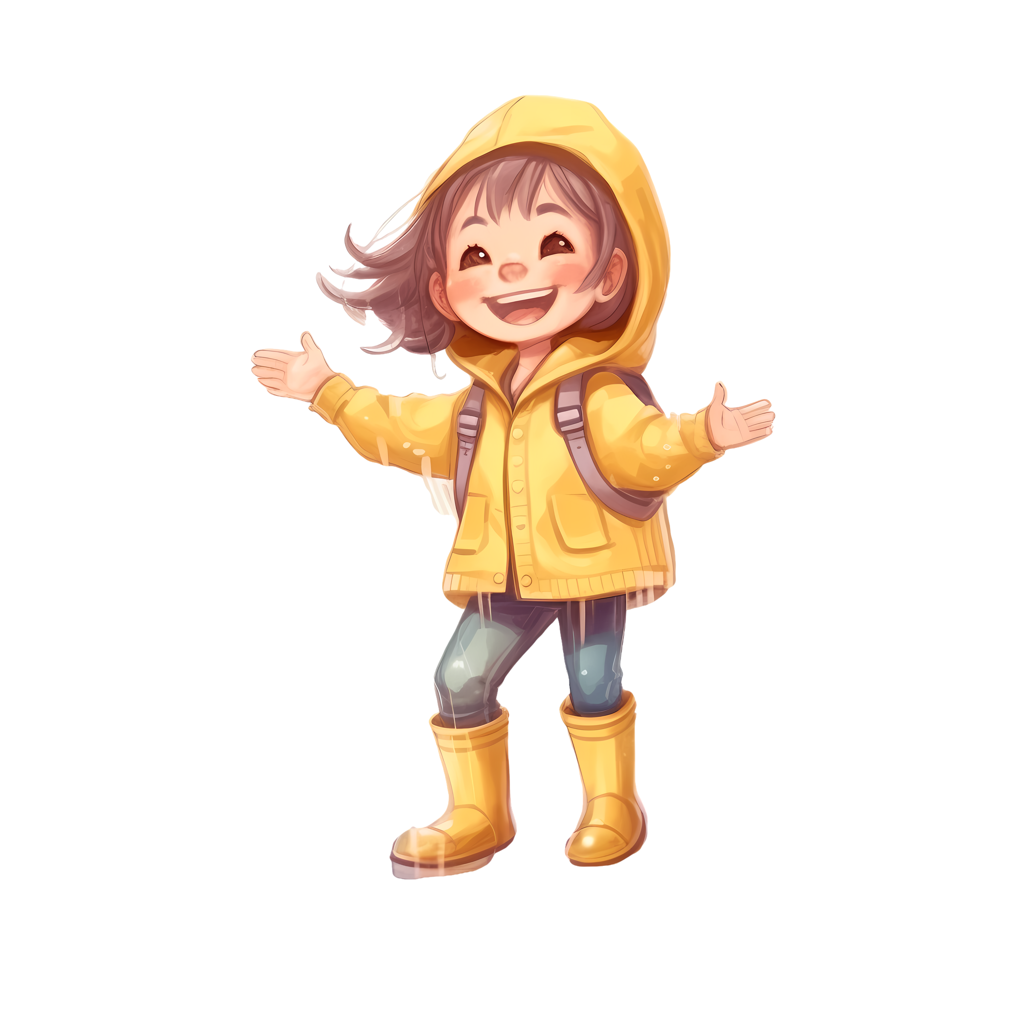 可爱幼儿玩水插画素材