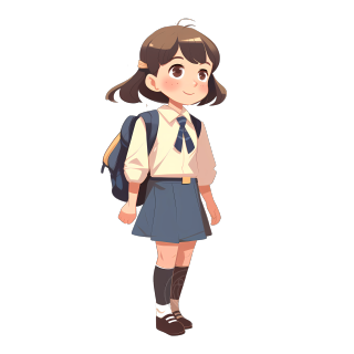 可爱校服小女孩PNG图形素材