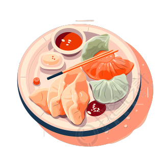 简约美食饺子扁平图案