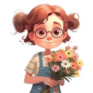 皮克斯风幼儿园插画设计素材-花束PNG图形