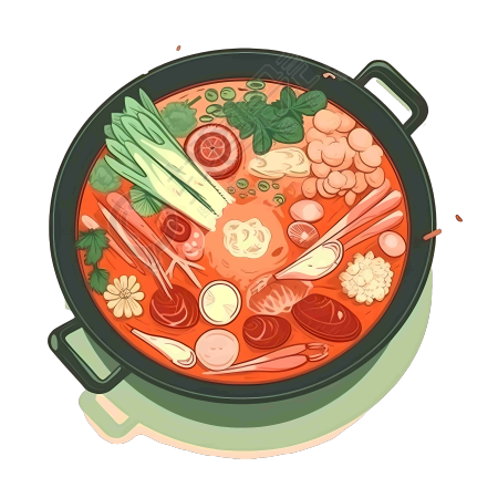 高清透明背景热力火锅插画设计