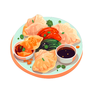 鲜美饺子扁平插画