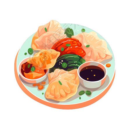 鲜美饺子扁平插画