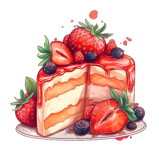 草莓桃子蛋糕插画设计