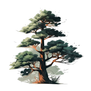 透明背景芬木松树矢量插画