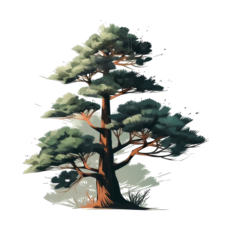 透明背景芬木松树矢量插画