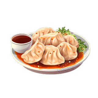 白底饺子插画素材