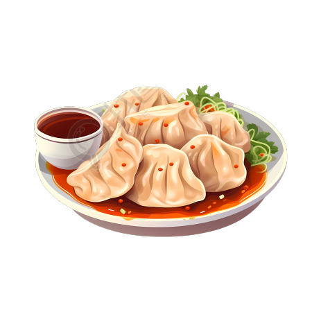 白底饺子插画素材