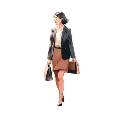 白底淡色系时尚女性插画素材