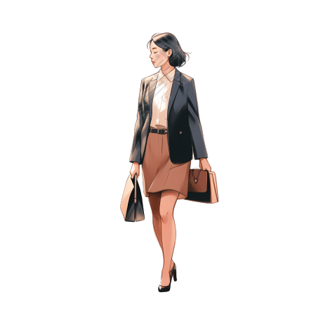 白底淡色系时尚女性插画素材