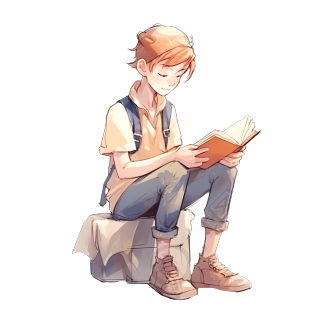 小男孩手持书籍PNG图形素材