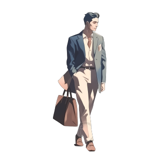 商务帅哥手提包插画设计