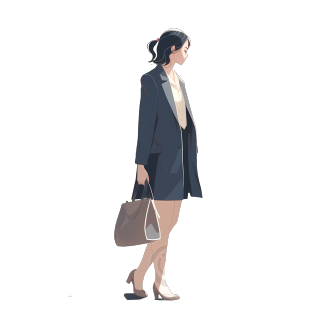 白底清新插画设计素材-年轻女性套装