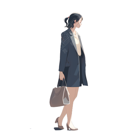 白底清新插画设计素材-年轻女性套装