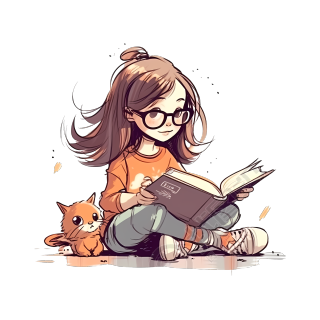 坐着矫正器的小女孩插画PNG素材