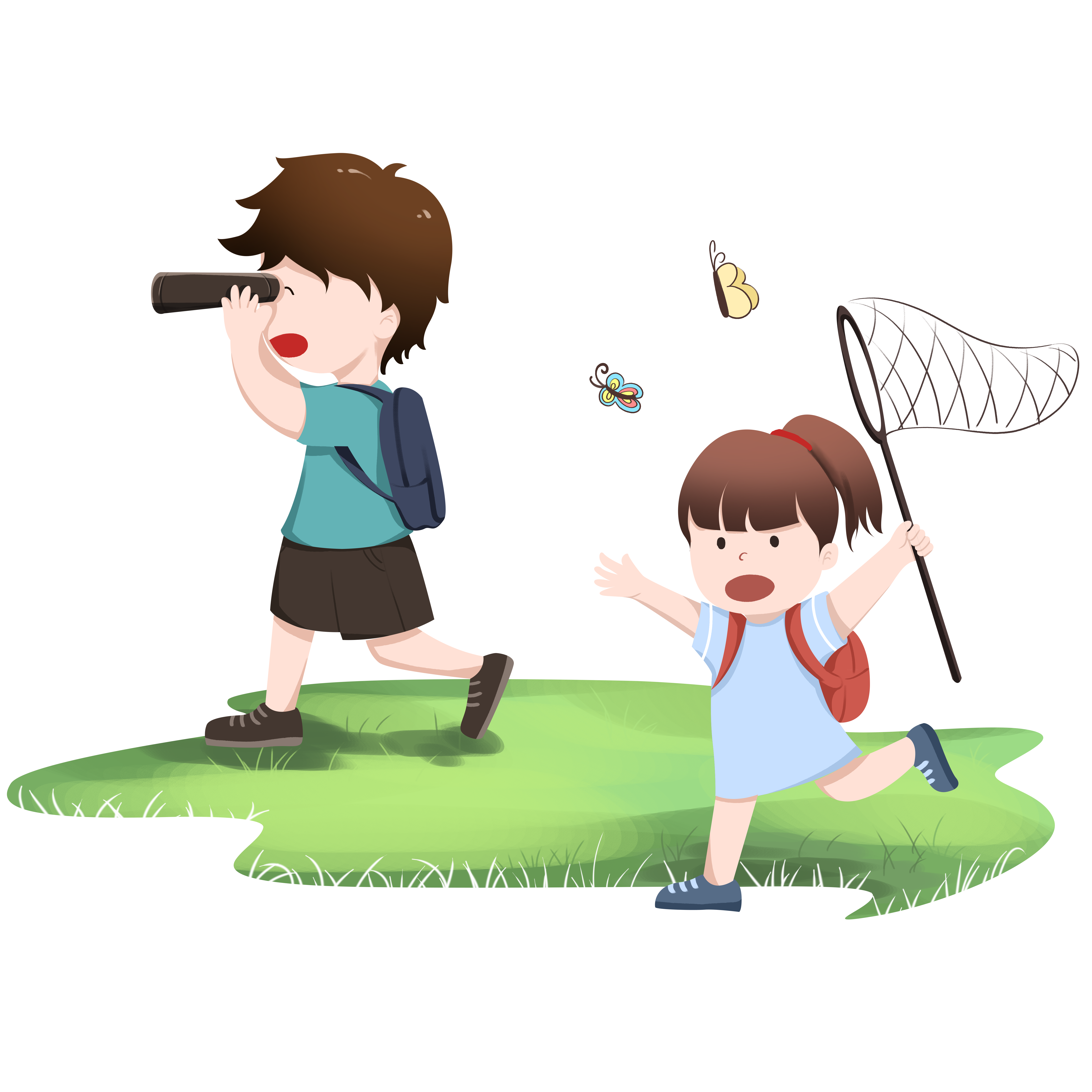 春游小孩插画图片如何制作