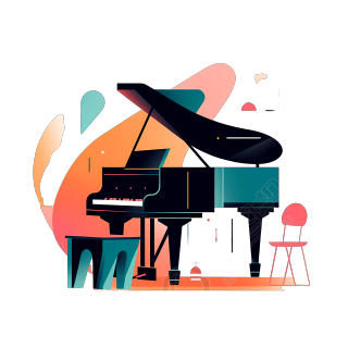 极简白色背景钢琴插画素材