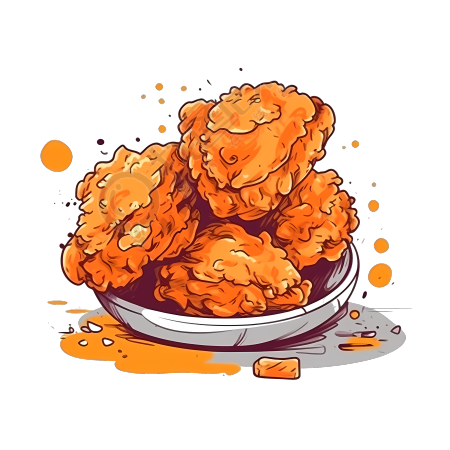 可商用创意设计高清PNG图形素材-炸鸡卡通插画