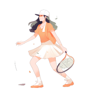 网球女孩插画素材