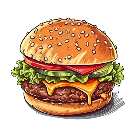 白底汉堡矢量插画