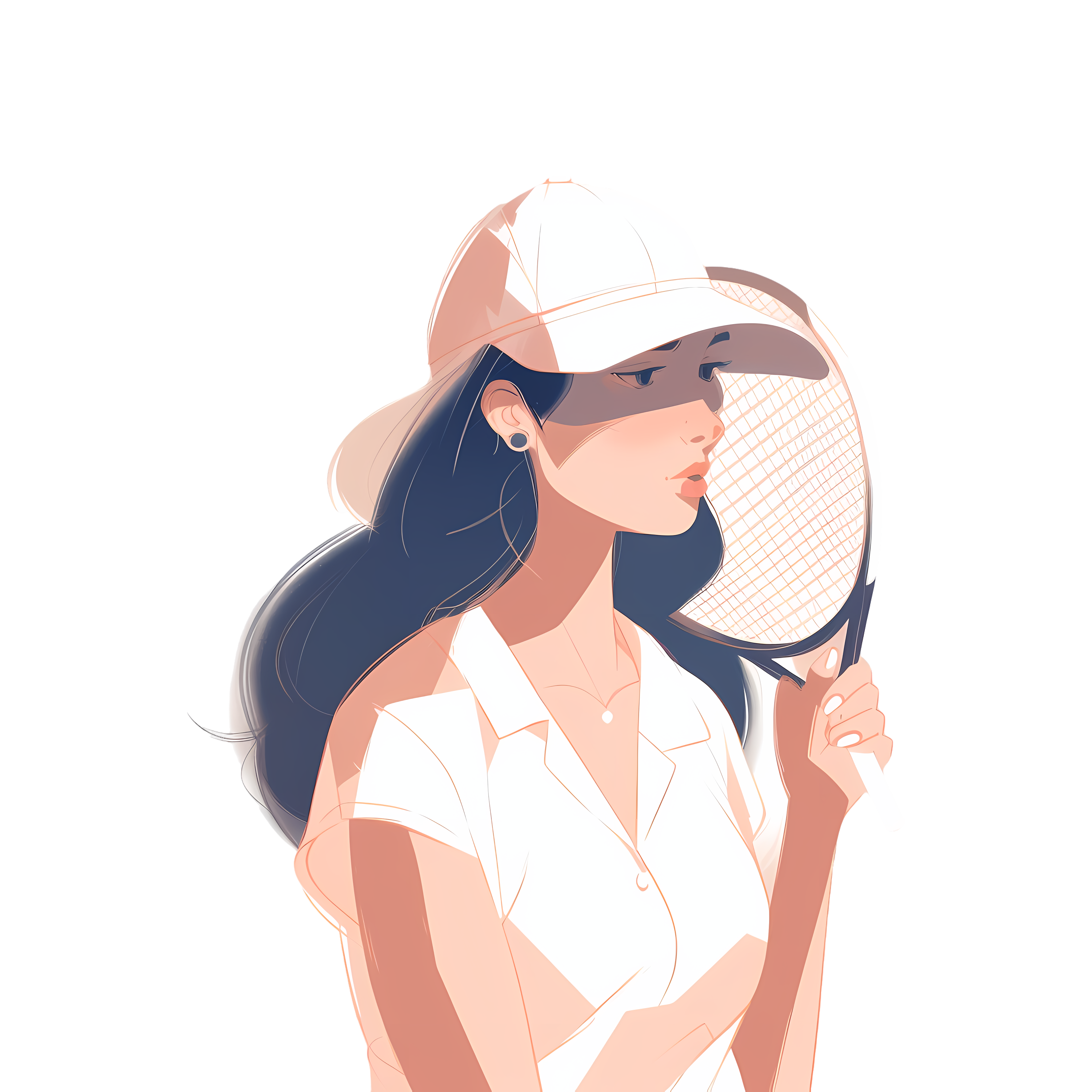 网球少女插画素材