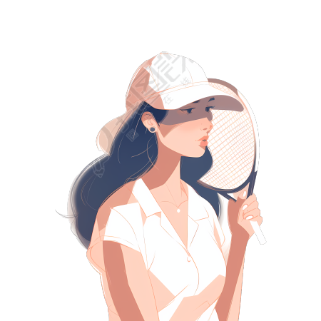 网球少女插画素材