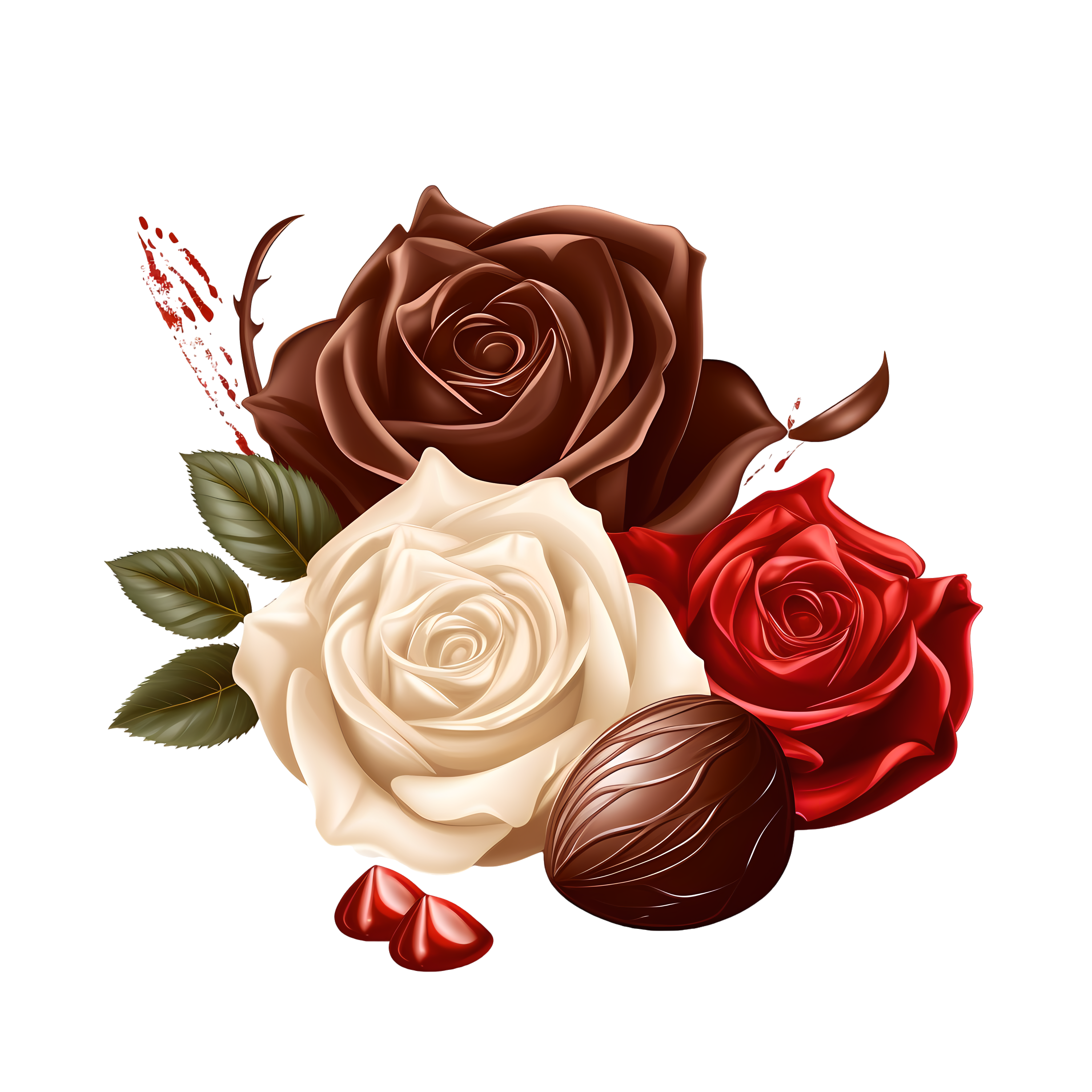 巧克力玫瑰插画设计