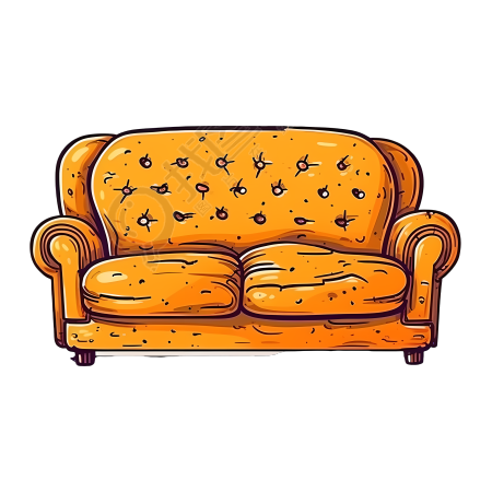 简约卡通沙发PNG高清插画设计