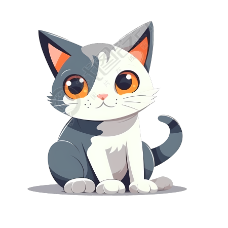 灰白可爱大眼睛猫咪宠物卡通插画