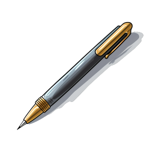 金属质感高级钢笔高清插画素材