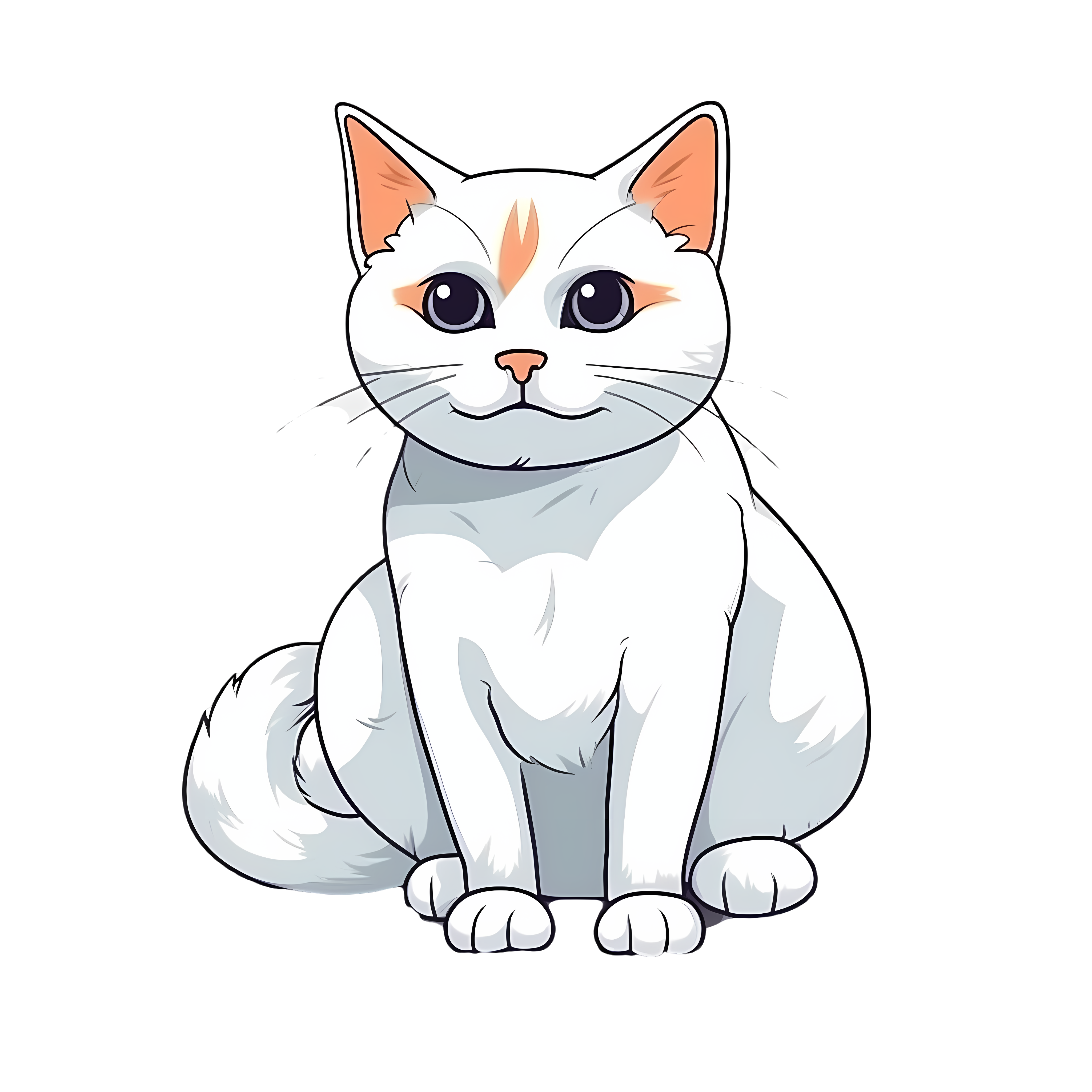白色可爱胖猫咪图形素材