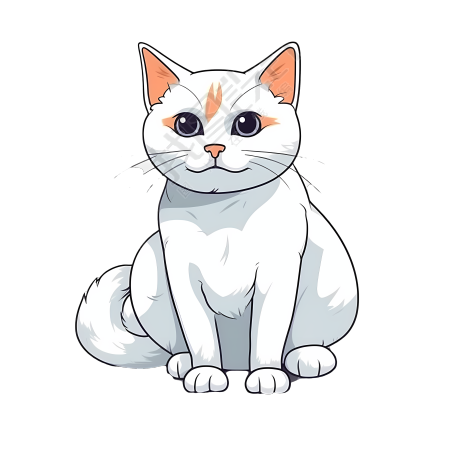 白色可爱胖猫咪图形素材