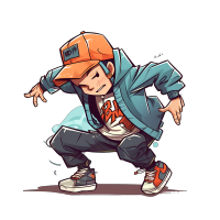 B-Boy嘻哈霹雳舞卡通矢量插画