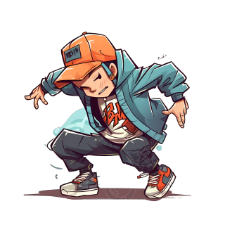 B-Boy嘻哈霹雳舞卡通矢量插画